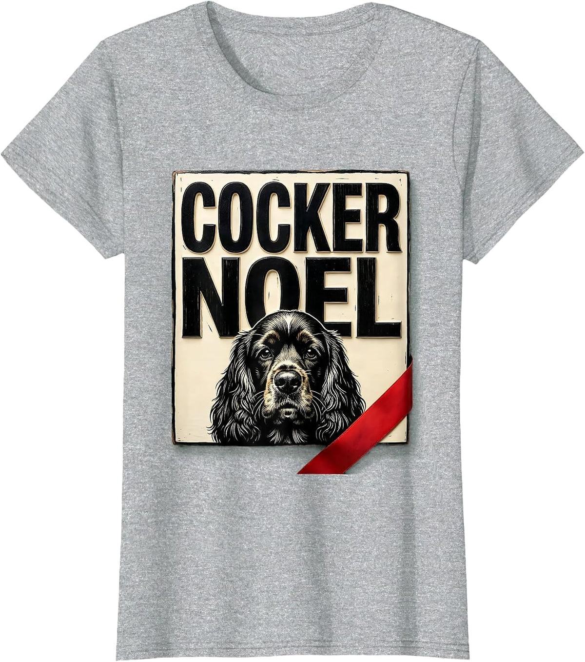 Women's Cocker Noel Funny Cocker Spaniel Christmas Dog Lover Gift T-Shirt - Heather Grey