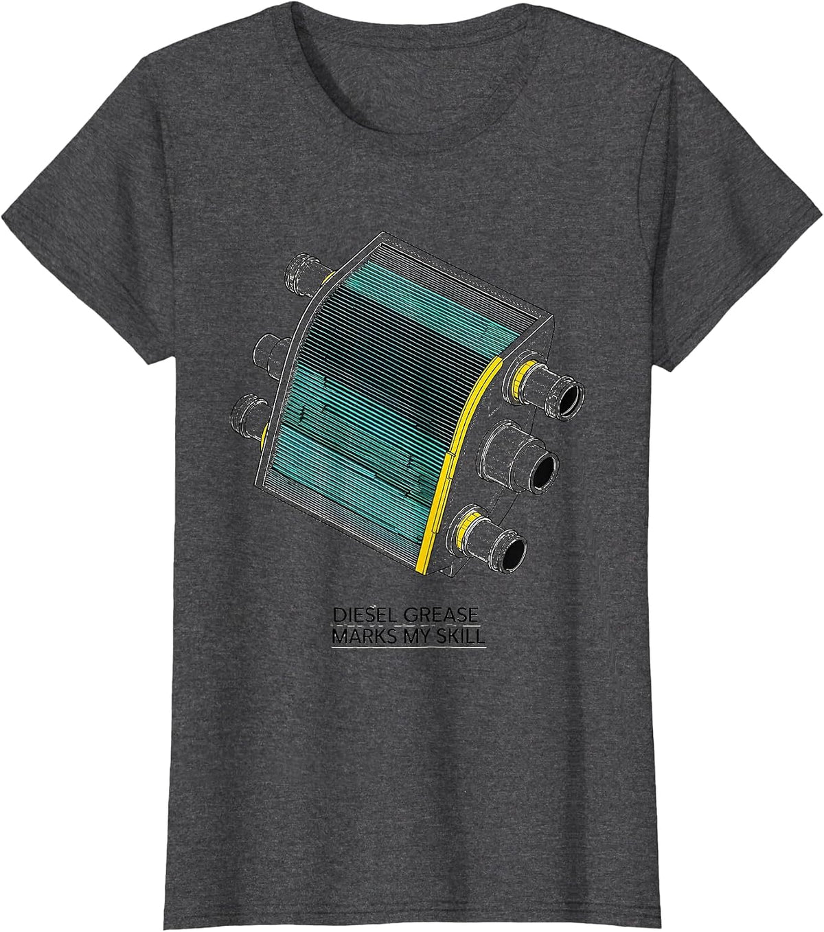 Women's Diesel Grease Marks My Skill Funny Diesel Mechanic Gift T-Shirt - Dark Heather Grey