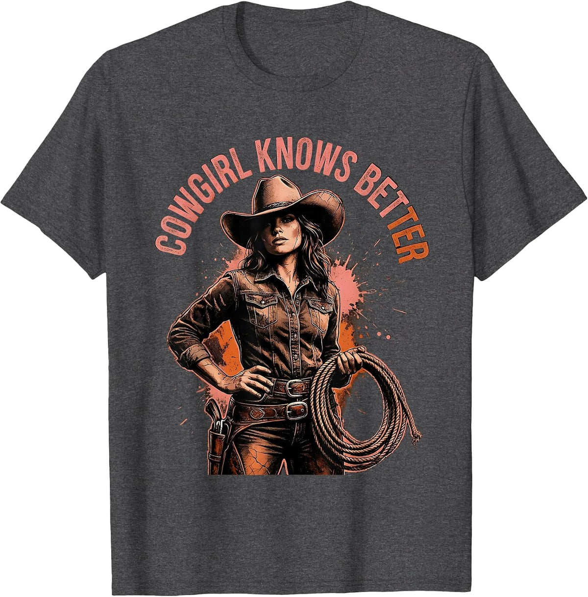 Men's Cowgirl Knows Better Save A Horse Ride A Cowboy T-Shirt - Dark Heather Grey
