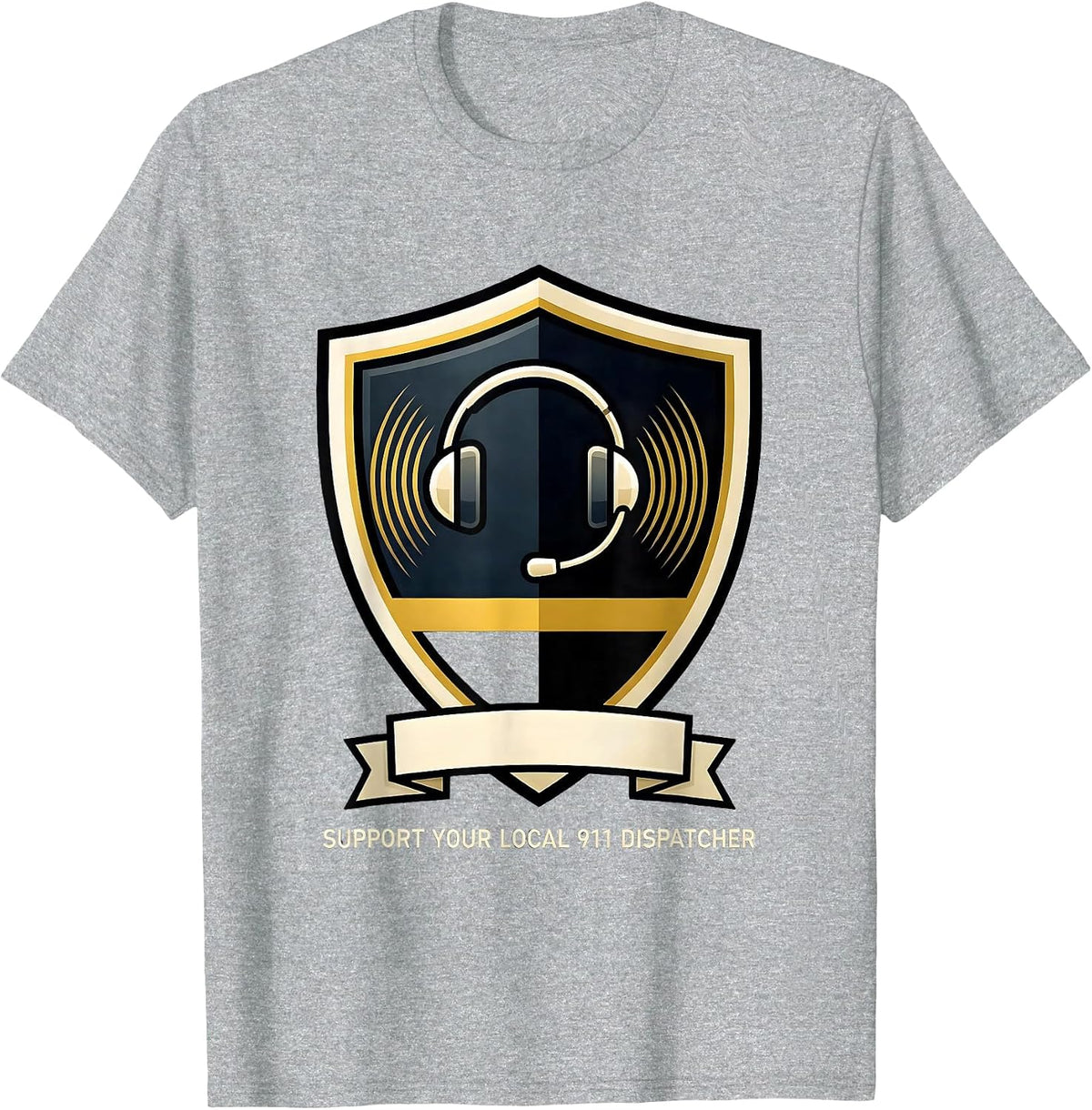 Men's Support Your Local 911 Dispatcher Tribute First Responder T-Shirt - Heather Grey