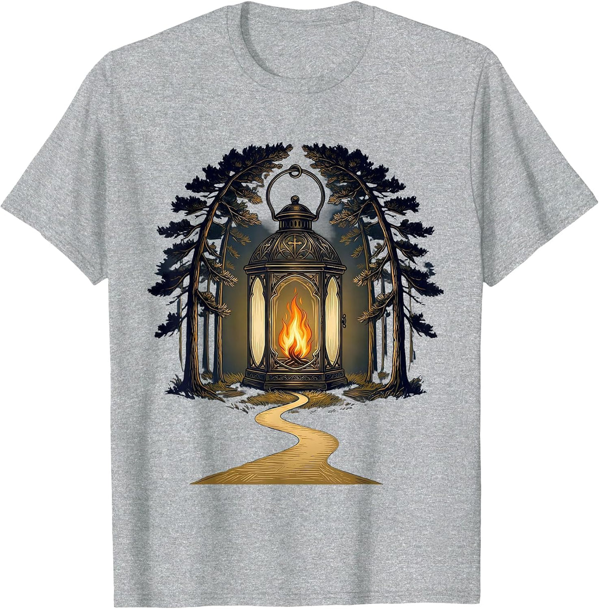 Men's Glowing Lantern Dark Forest Path Sped Teacher T-Shirt - Heather Grey