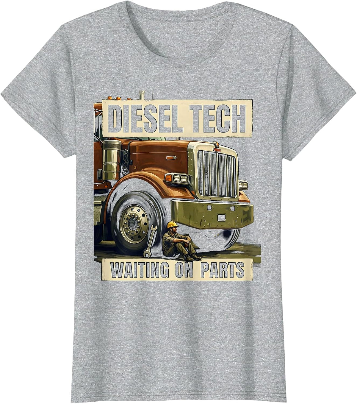 Diesel Tech Waiting On Parts Auto Mechanic Dad T-Shirt - Heather Grey