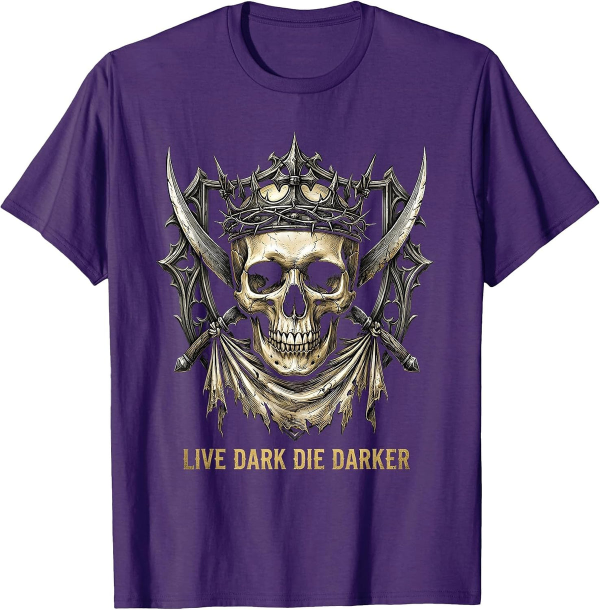 Live Dark Die Darker Gothic Design T-Shirt - Purple