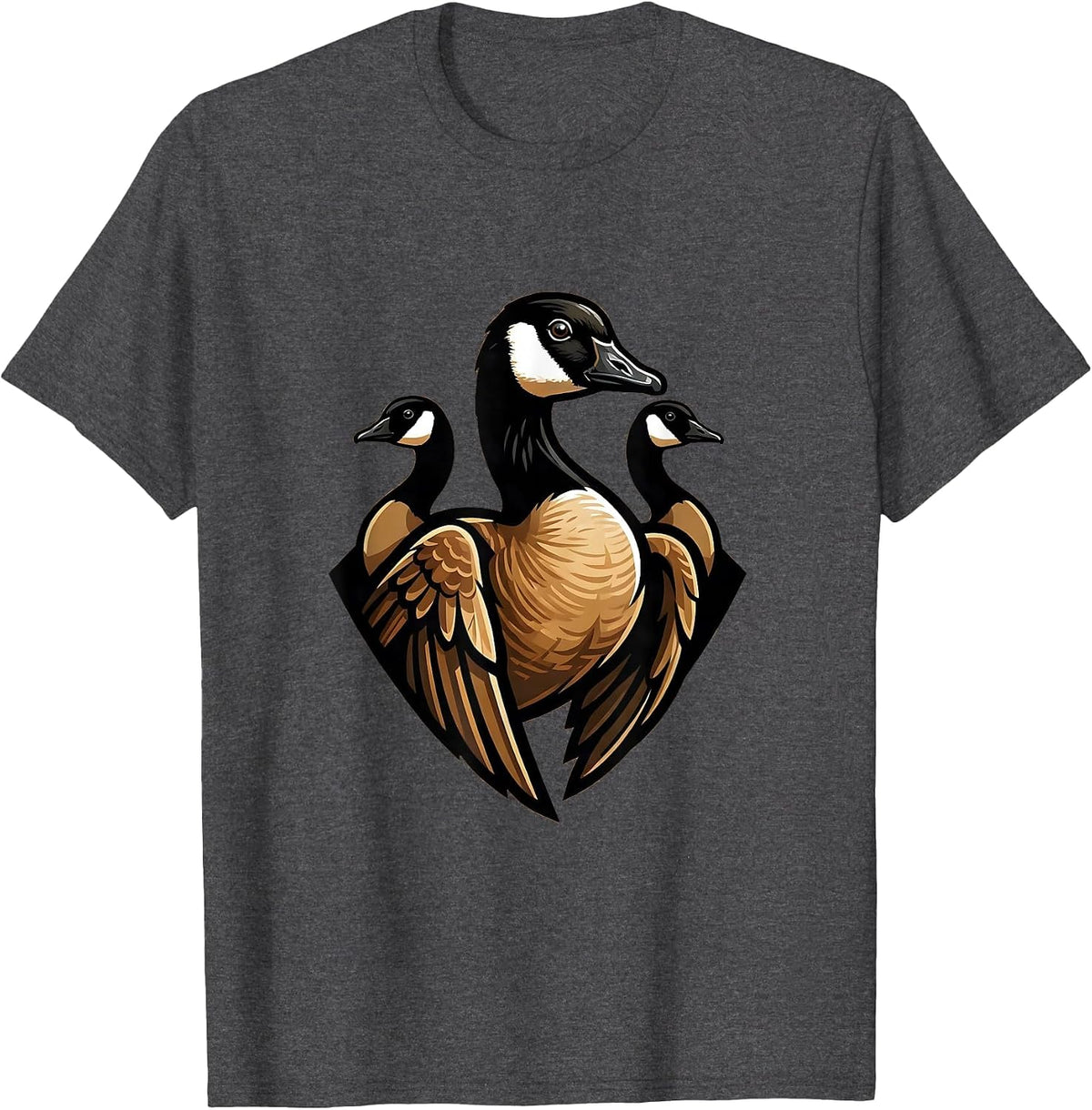Geese V Formation Flight Hunting Graphic T-Shirt - Dark Heather Grey