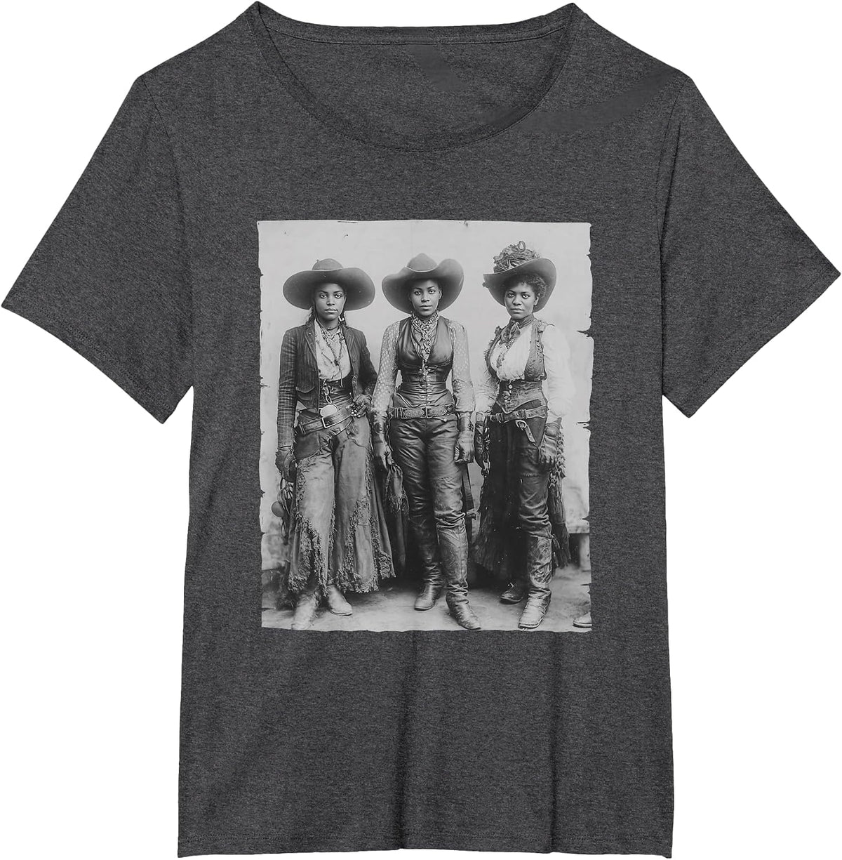 Black African American Cowgirl Western Country Texas Rodeo T-Shirt - Dark Heather Grey