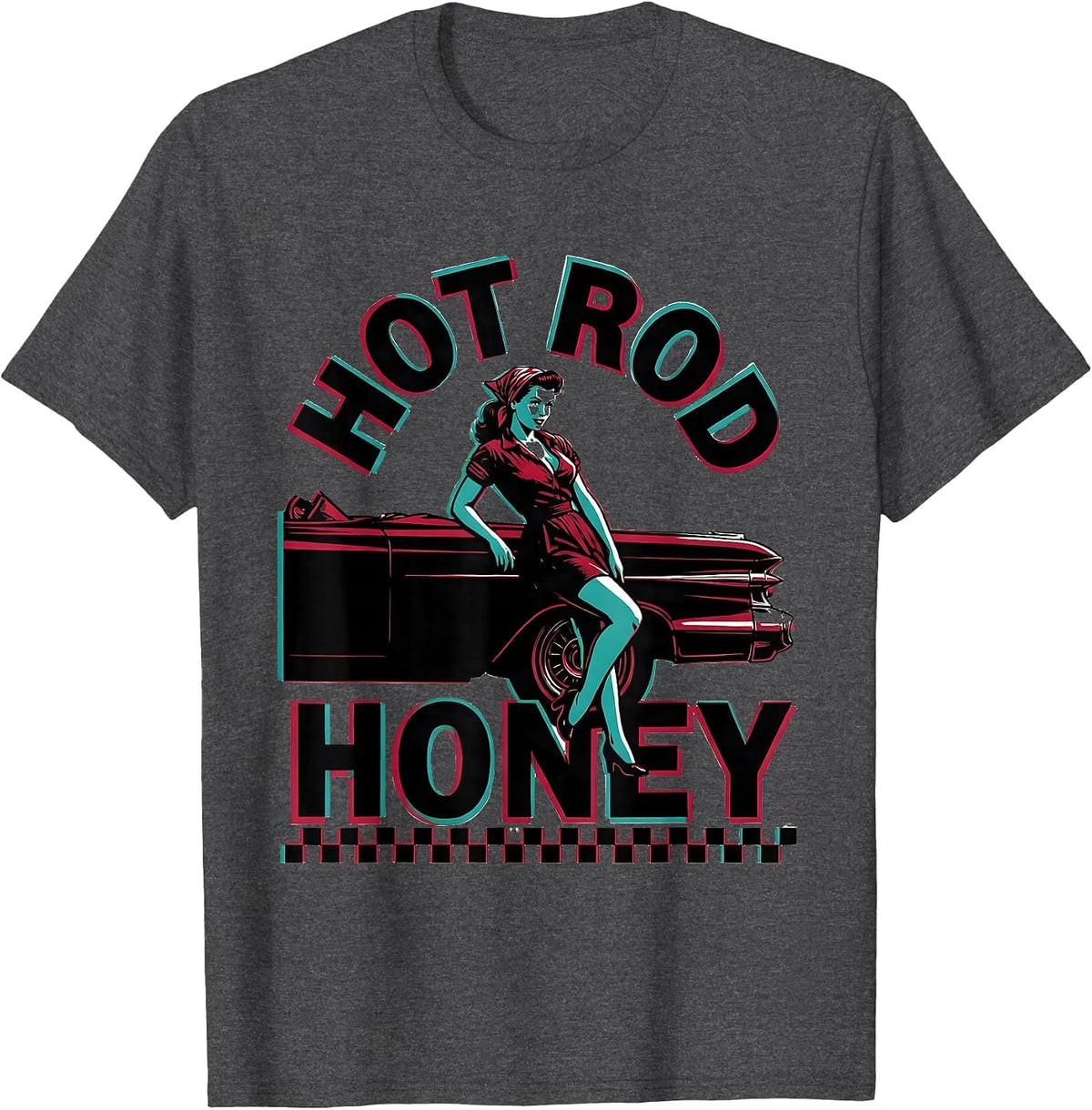 Men's Hot Rod Honey Retro 1950s Sock Hop Rockabilly Party Costume T-Shirt - Dark Heather Grey