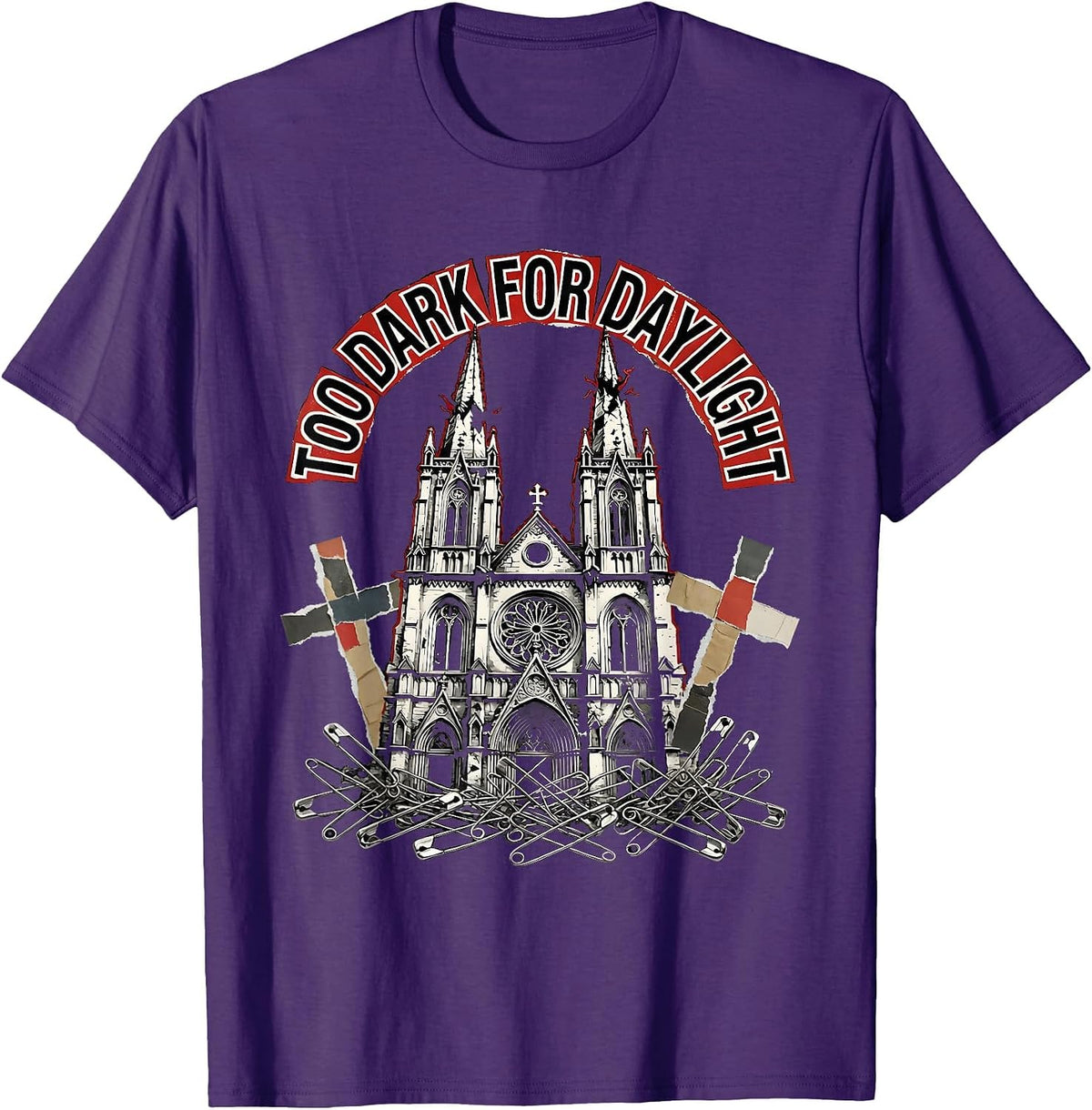 Too Dark For Daylight Gothic Dark Soul Design T-Shirt - Purple