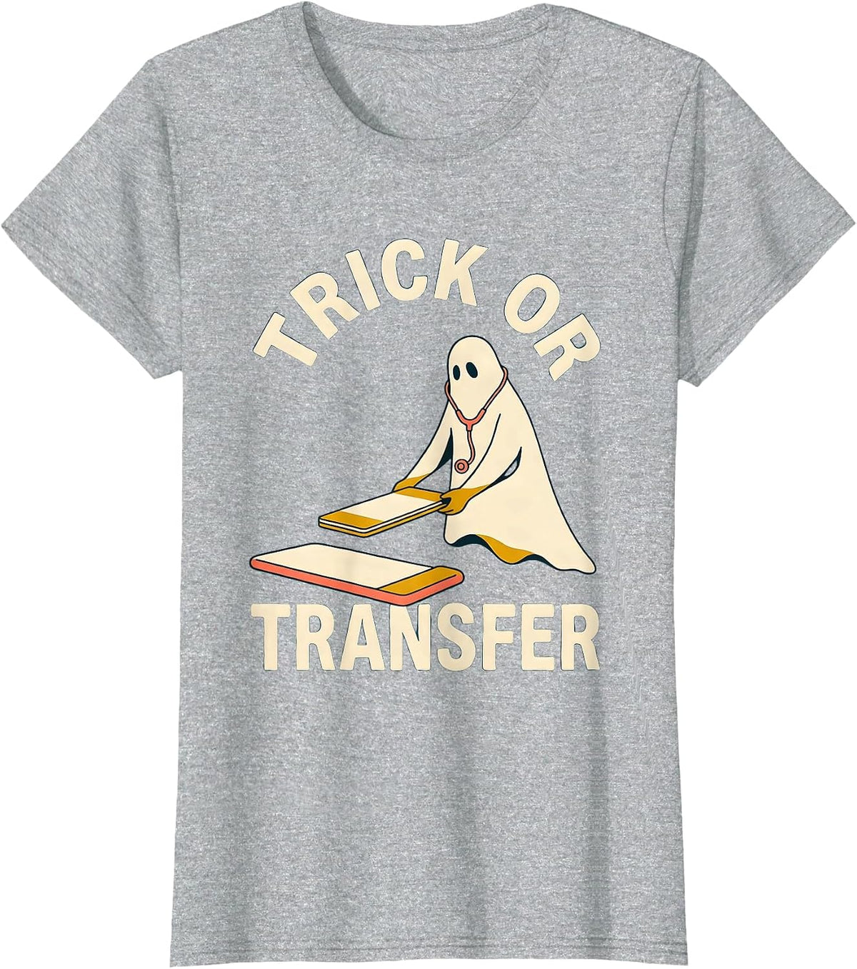 Trick Or Transfer Midcentury Modern Halloween Physical T-Shirt - Heather Grey