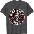 Men's Born to Ride Free Cowgirl Graphic Design T-Shirt - Dark Heather Grey