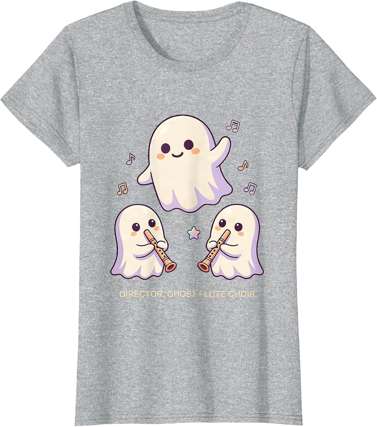 Director, Ghost Flute Choir Cute Kawaii Music Teacher T-Shirt - Heather Grey
