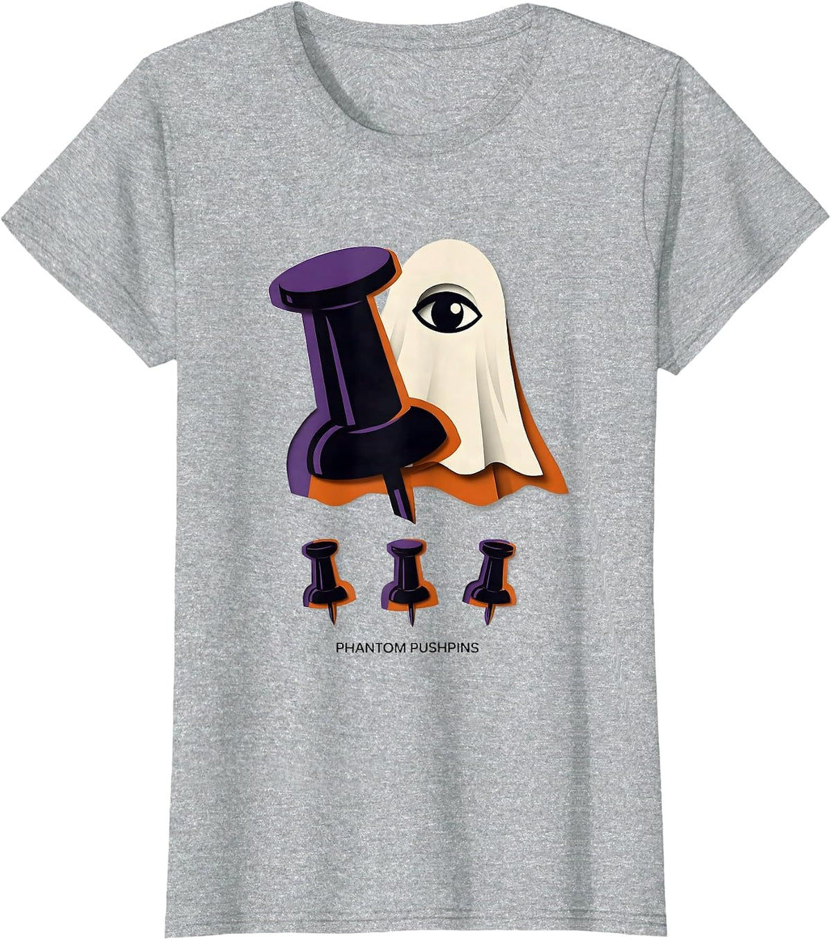 Phantom Pushpins Funny Teacher Halloween School Supplies T-Shirt - Heather Grey