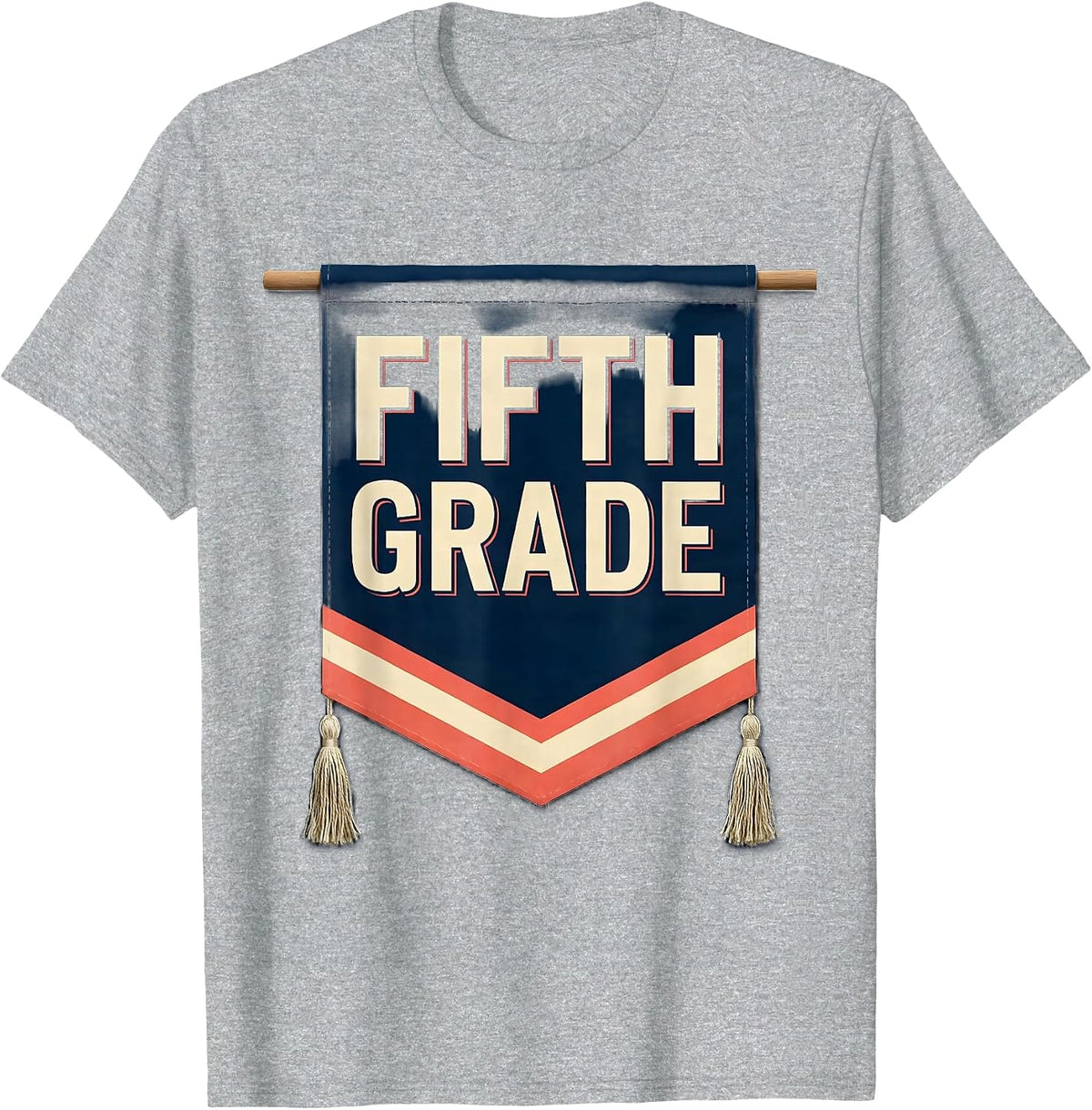 Men's Fifth Grade Cute Preppy Back To School Girls Pennant T-Shirt - Heather Grey