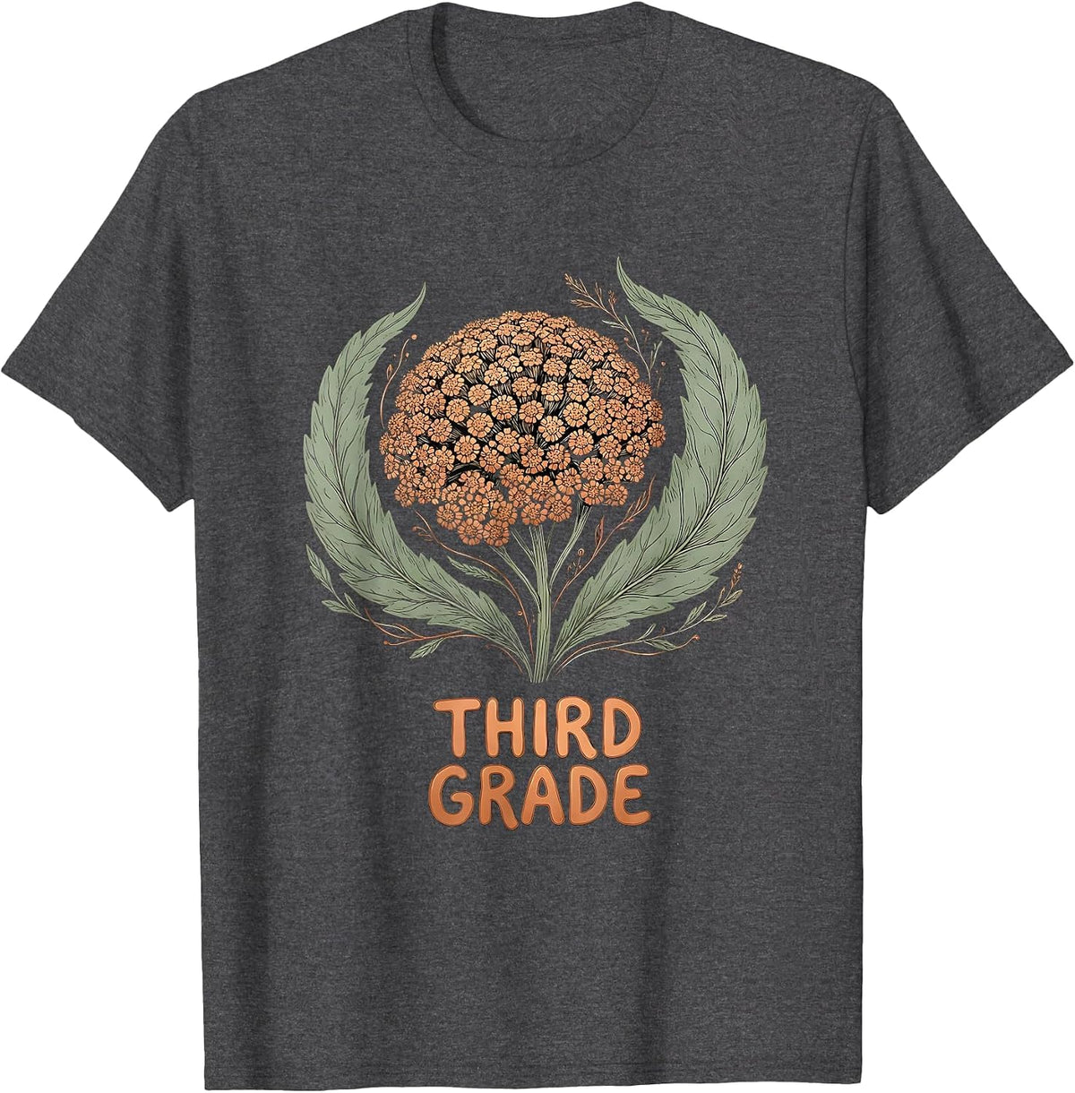 Third Grade Boho Wildflower Back To School Teacher Gift T-Shirt - Dark Heather Grey