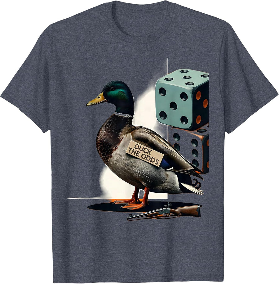 Duck The Odds Funny Duck Hunter Waterfowl Hunting Humor T-Shirt - Heather Blue