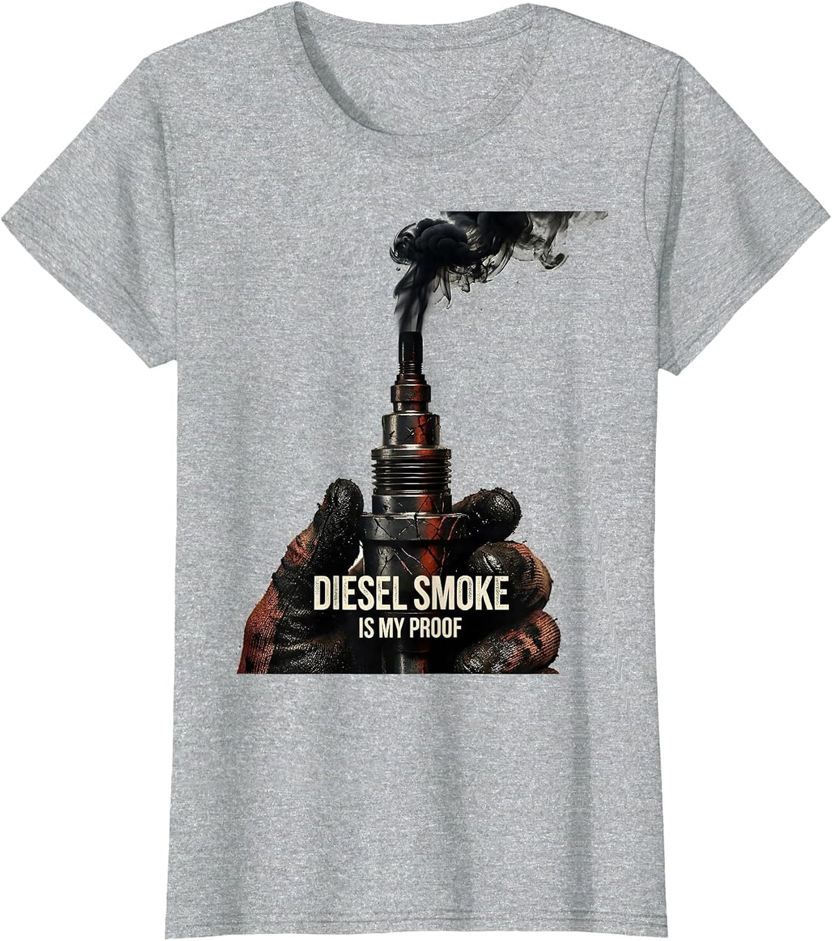 Diesel Smoke Is My Proof Distressed Diesel Mechanic Truck T-Shirt - Heather Grey