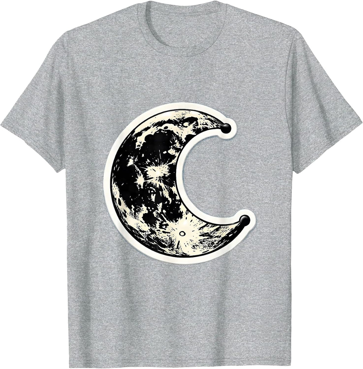 Men's Cow Print Crescent Moon Graphic Design T-Shirt - Heather Grey