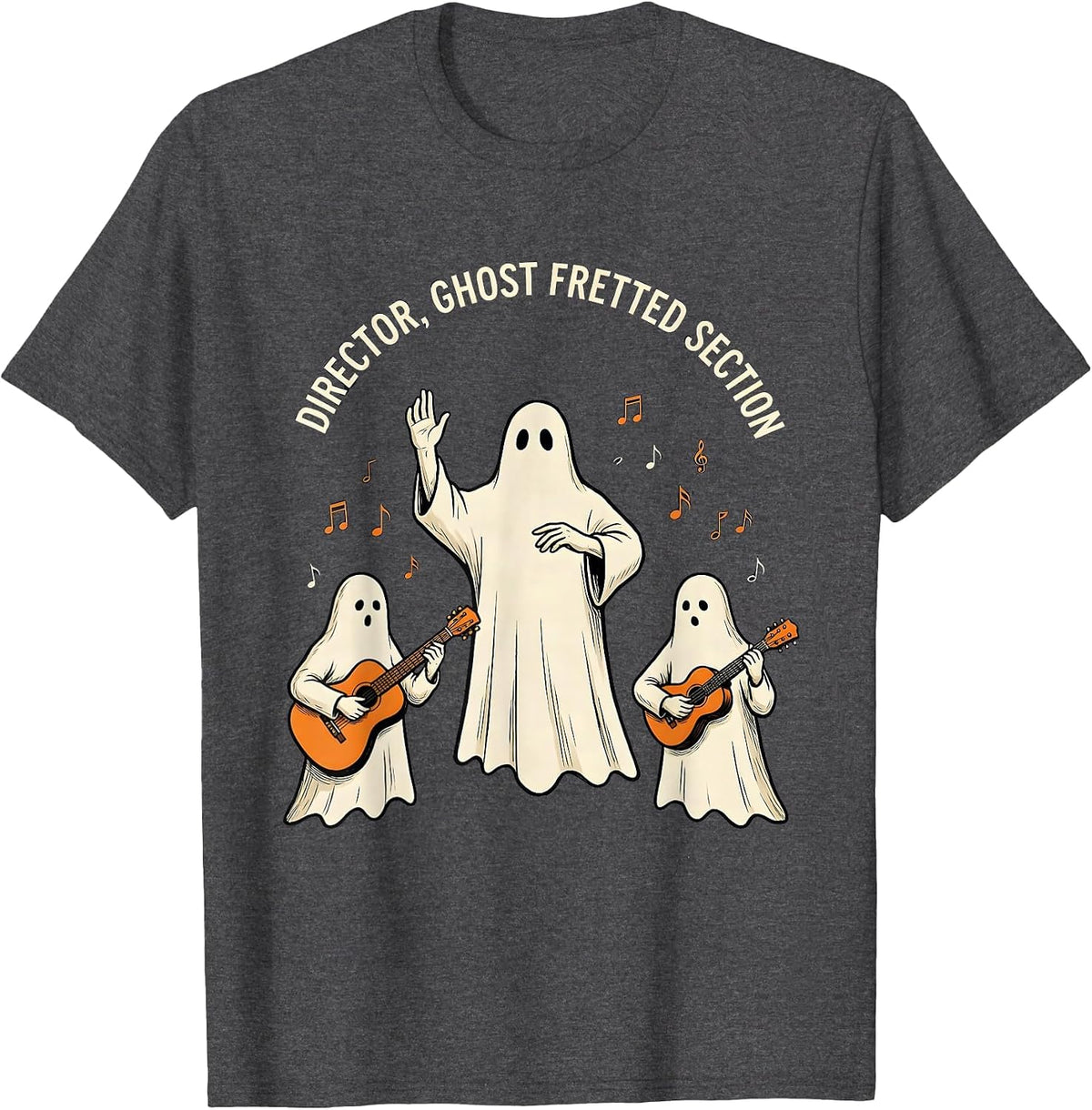 Director, Ghost Fretted Section Funny Music Teacher Ghost T-Shirt - Dark Heather Grey