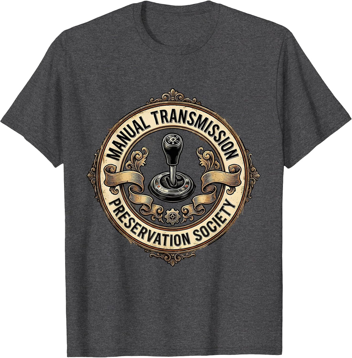Manual Transmission Preservation Society Vintage Badge T-Shirt - Dark Heather Grey