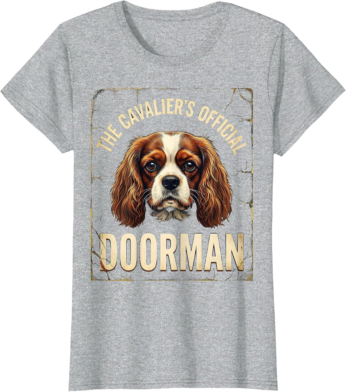 The Cavalier's Official Doorman Distressed Dog Owner Pride T-Shirt - Heather Grey