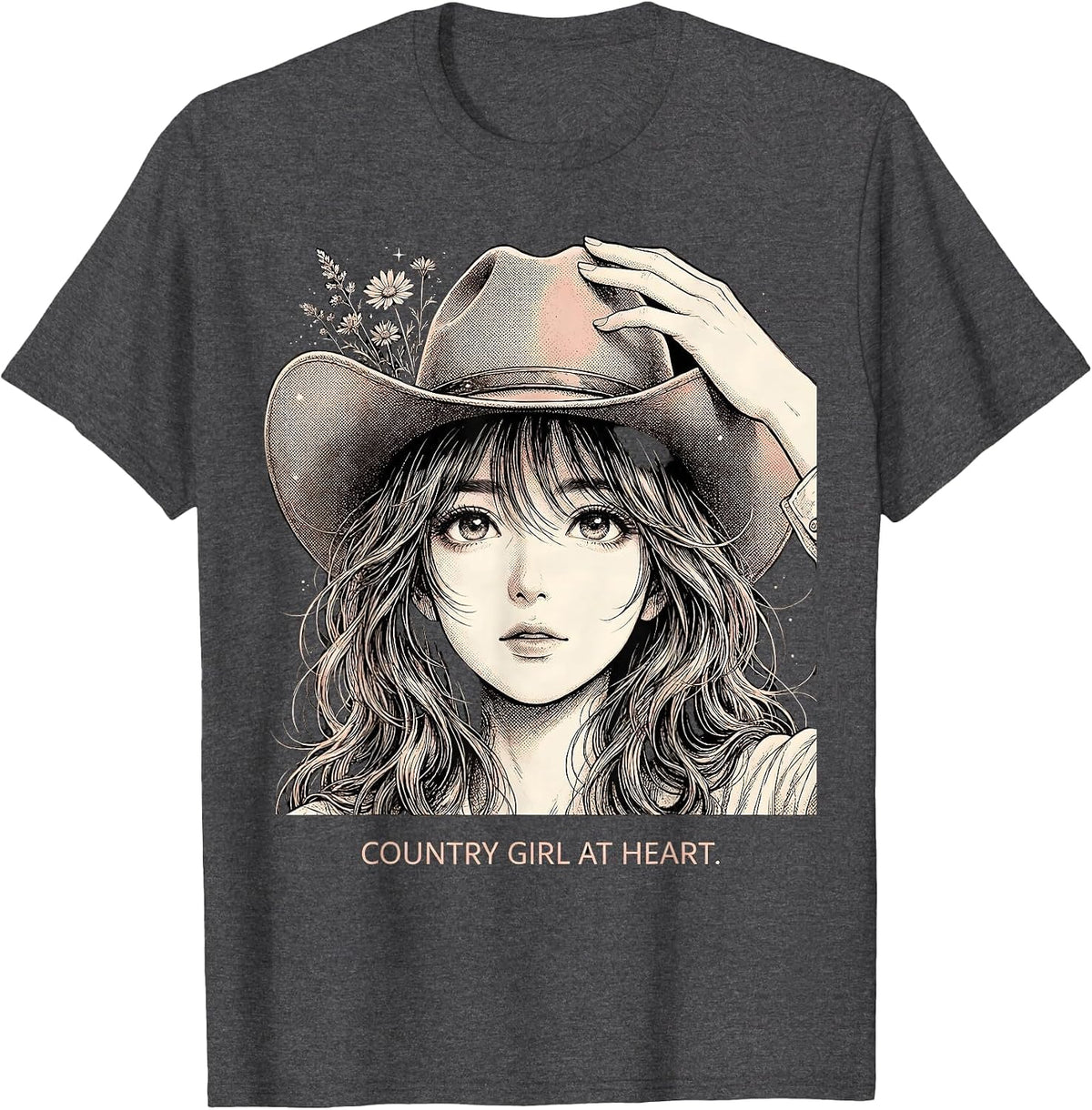 Country Girl At Heart Western Design T-Shirt - Dark Heather Grey