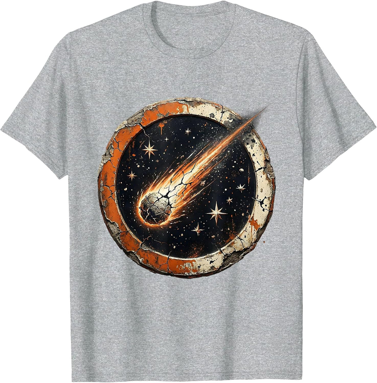 Men's Godspeed Comet Blazing Through Starry Night Sky T-Shirt - Heather Grey