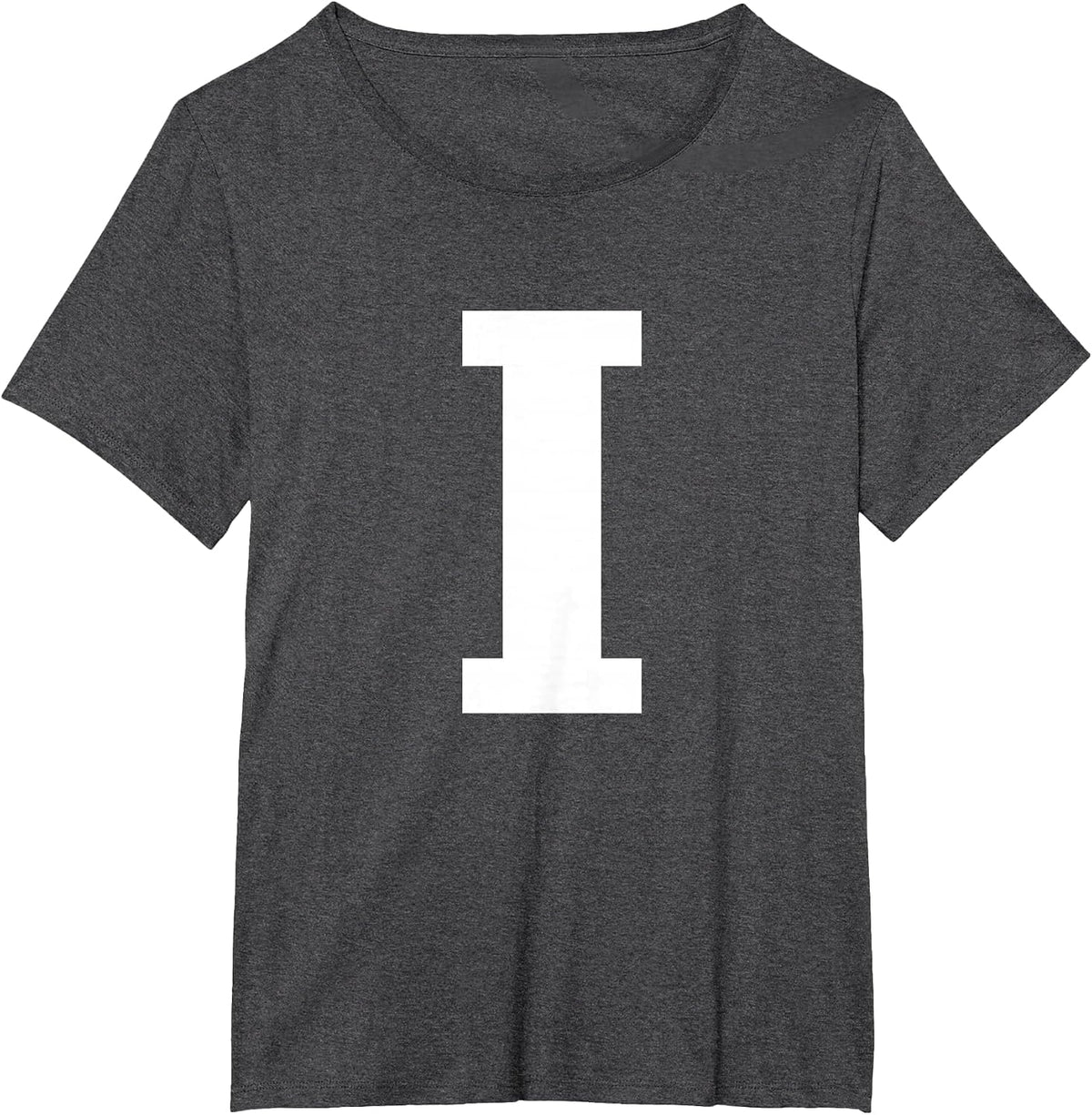 Alphabet Letter I (Capital Upper case) Matching Group Team T-Shirt - Dark Heather Grey