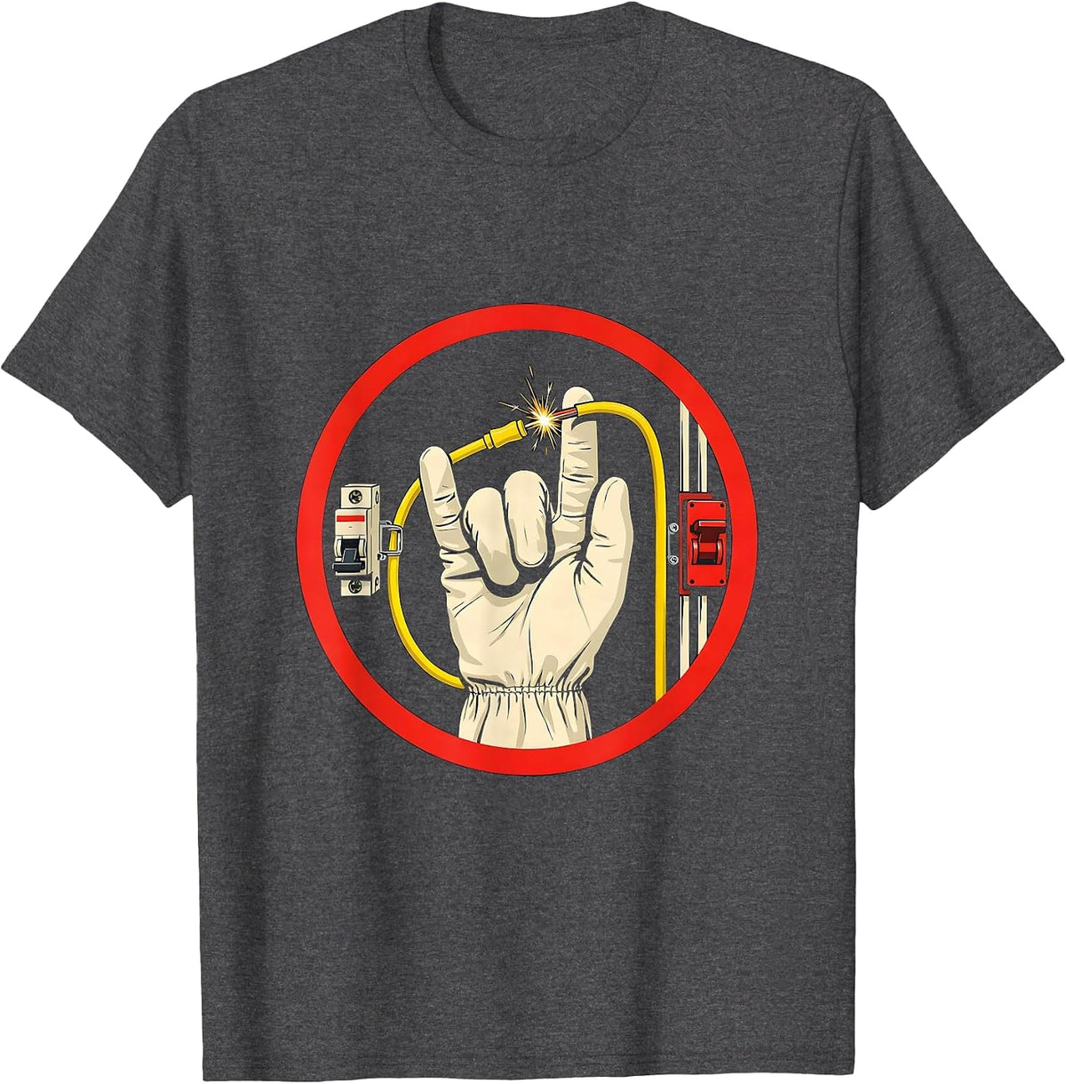 Men's Electrician Glove Humor Funny Skilled Trade Gift T-Shirt - Dark Heather Grey
