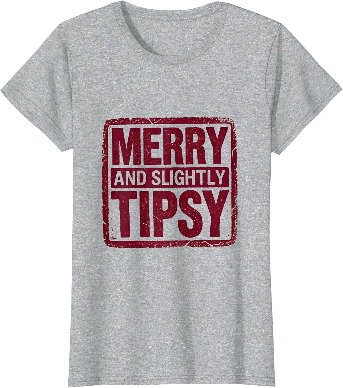 Merry and Slightly Tipsy Funny Christmas Design T-Shirt - Heather Grey