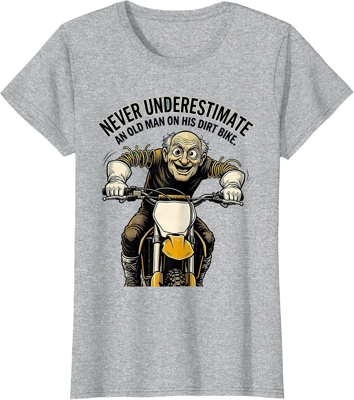 Never Underestimate An Old Man On His Dirt Bike Retro T-Shirt - Heather Grey