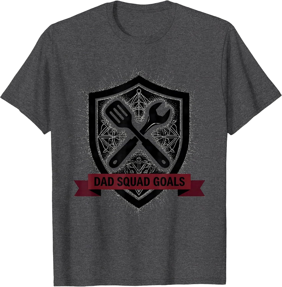 Dad Squad Goals Funny Father Design T-Shirt - Dark Heather Grey