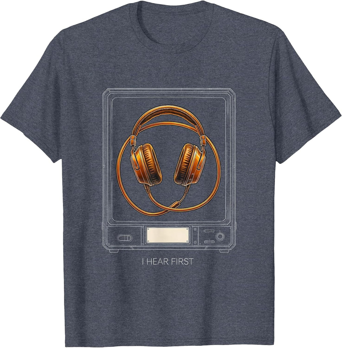 I Hear First Thin Yellow Line 911 Dispatcher Emergency T-Shirt - Heather Blue