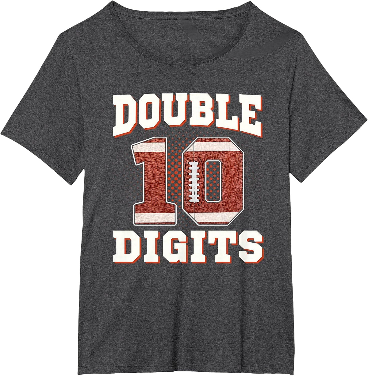 Double Digits Birthday Decorations Boy 10 Football 10th Bday T-Shirt - Dark Heather Grey
