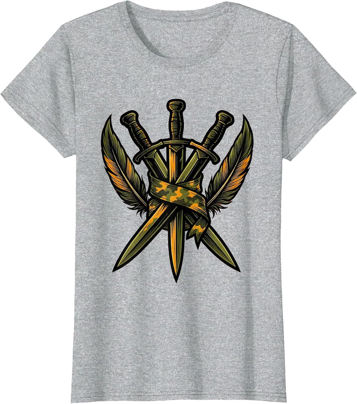 Duck Calls on Camo Hunting Graphic T-Shirt - Heather Grey