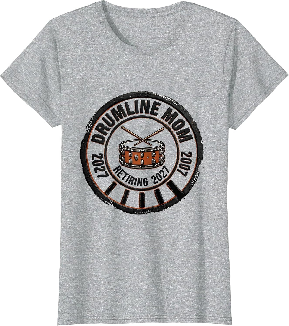 Drumline Mom Retiring 2027 Senior Band Mom Marching Band T-Shirt - Heather Grey