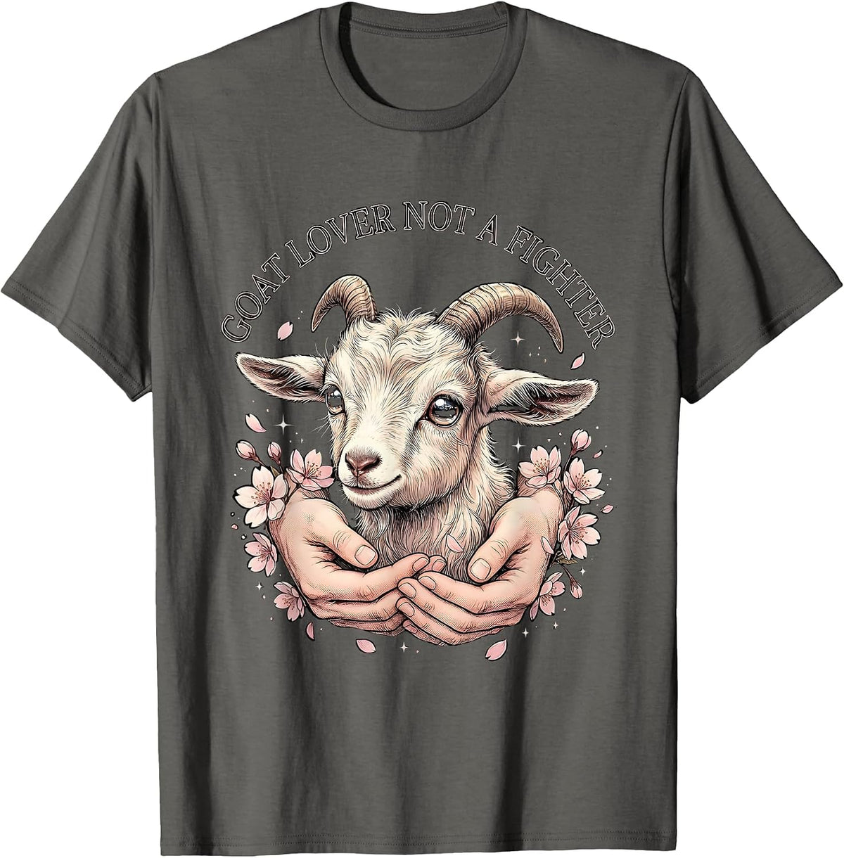 Goat Lover Not A Fighter Funny Goat Design T-Shirt - Asphalt Grey