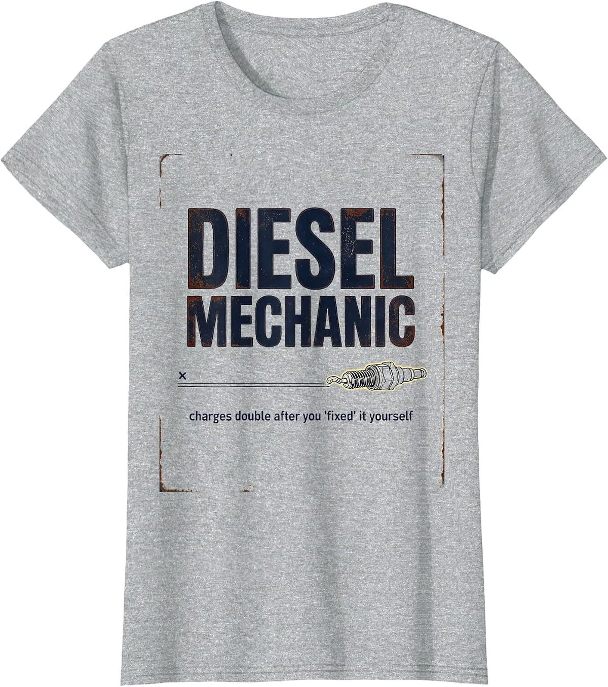 Diesel Mechanic Charges Double Vintage Funny Truck Gift T-Shirt - Heather Grey