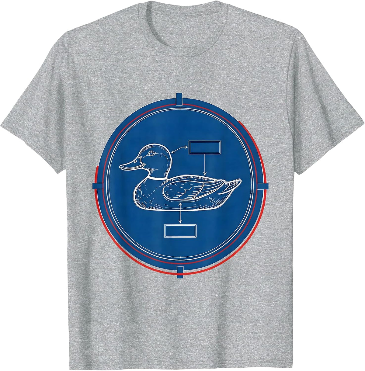 Men's Drafting-Sheet Duck Decoy Technical Blueprint Hunter Gift T-Shirt - Heather Grey