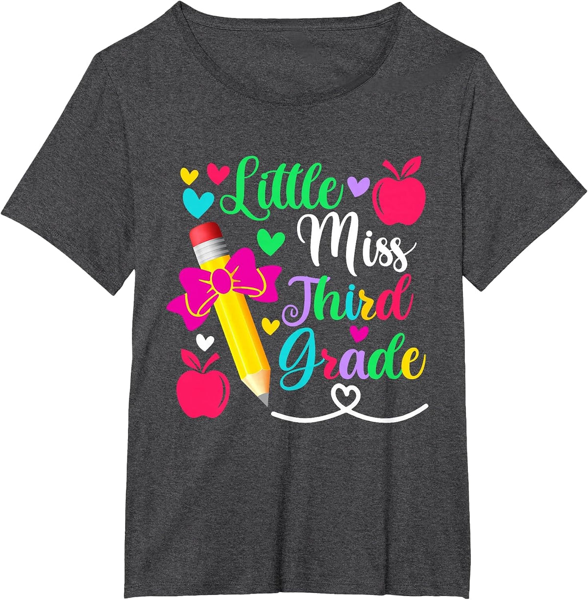 Little Miss Third Grade Shirt Back to School 3rd Grader T-Shirt - Dark Heather Grey