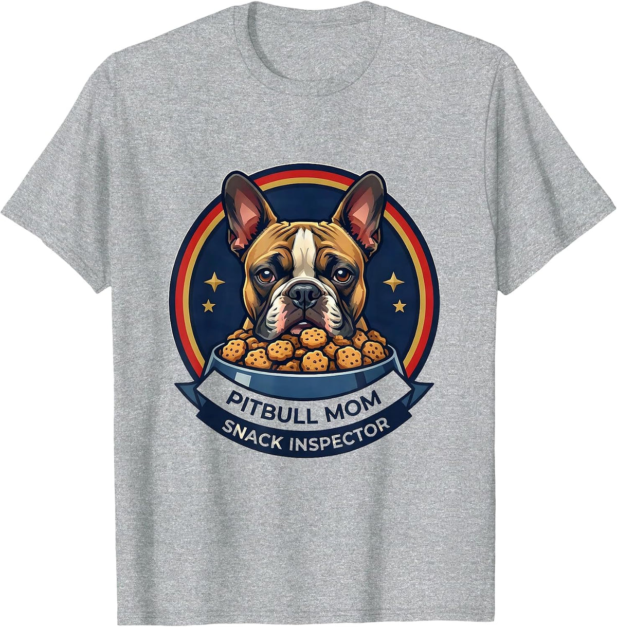 Men's Pitbull Mom Snack Inspector Funny Pitbull Dog Lover Humor T-Shirt - Heather Grey