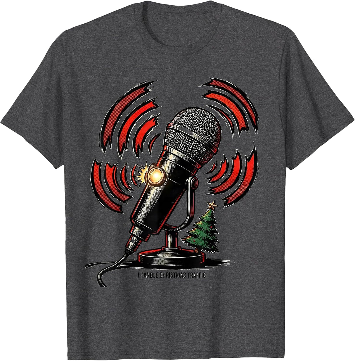 I Handle Christmas Traffic Funny 911 Dispatcher Christmas T-Shirt - Dark Heather Grey
