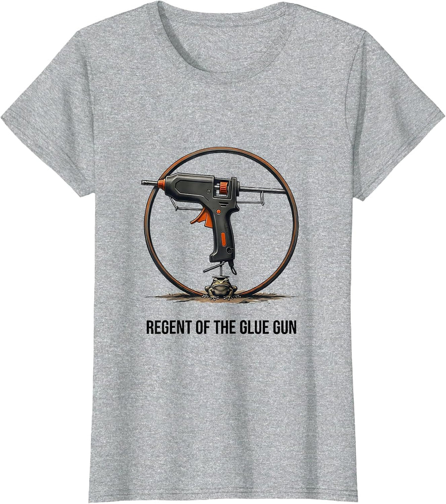 Regent of the Glue Gun Minimalist Teacher Frog Back T-Shirt - Heather Grey