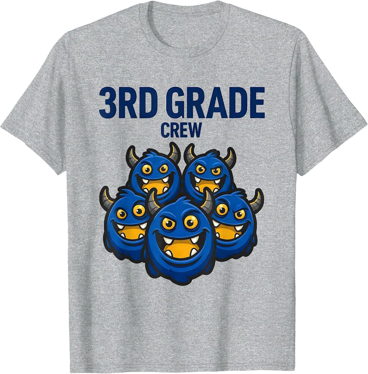 Men's 3rd Grade Crew Funny Teacher Student Back To School Crew T-Shirt - Heather Grey