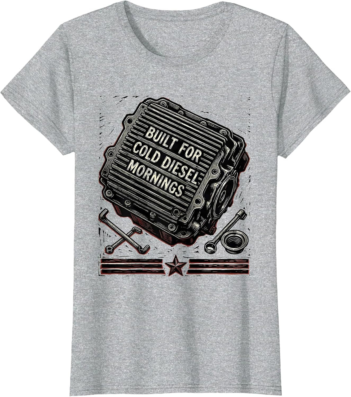 Built For Cold Diesel Mornings Patriotic Oilfield Worker T-Shirt - Heather Grey