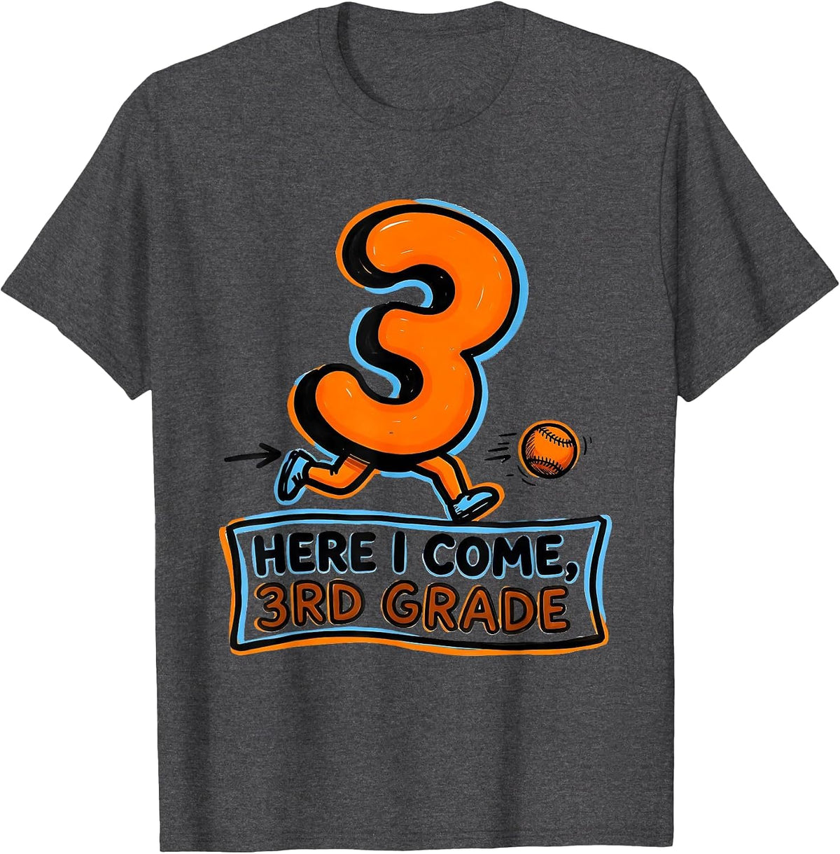 Men's Here I Come 3rd Grade Funny Back to School Kids Teachers T-Shirt - Dark Heather Grey