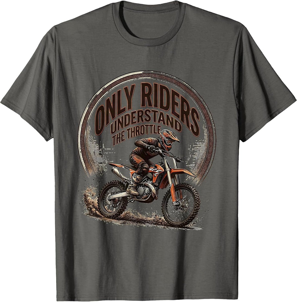Men's Only Riders Understand The Throttle Crosshatch Dirt Bike T-Shirt - Asphalt Grey