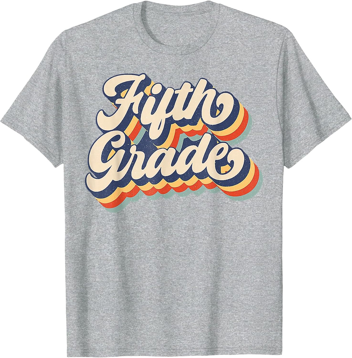 Retro Sunset Fifth Grade Teacher & Student Back to School T-Shirt - Heather Grey