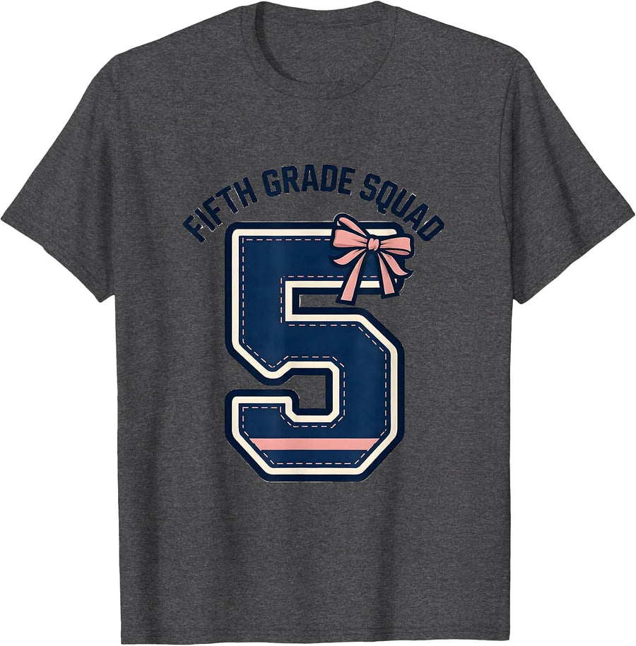 Fifth Grade Squad Coquette Bow Back To School Girly Preppy T-Shirt, Men, Dark Heather Grey, 3X-Large - As Pictured