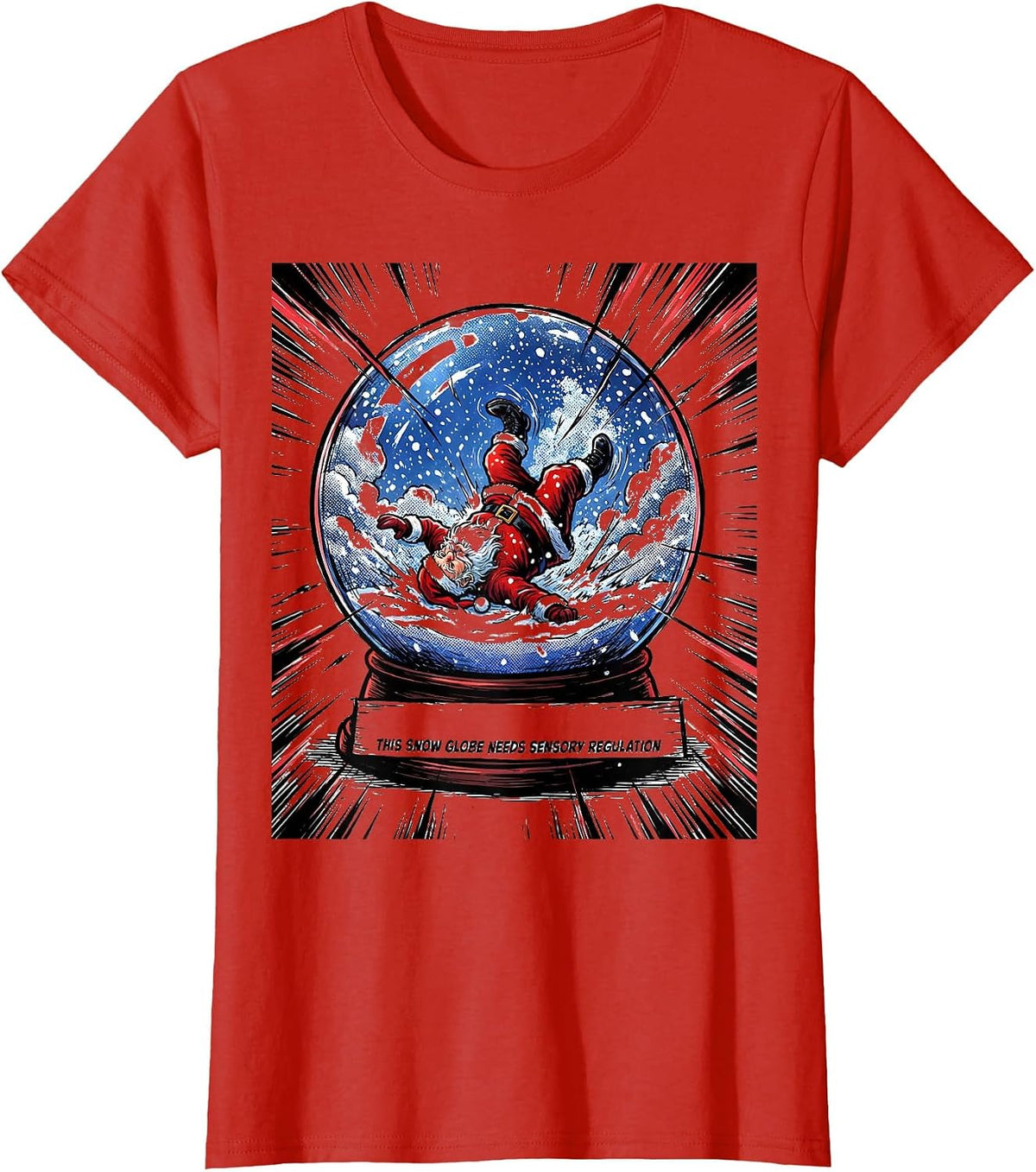 Women's This Snow Globe Needs Sensory Regulation Groovy T-Shirt - Red