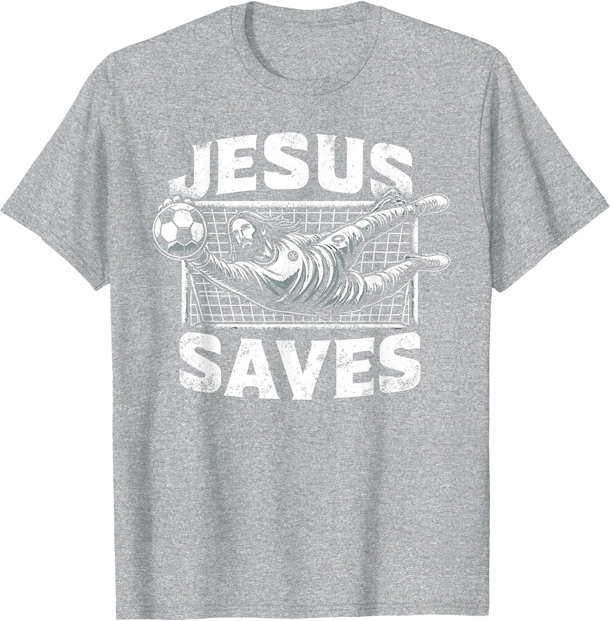 Vintage Jesus Rescues Football Goalkeeper T-Shirt - Heather Grey