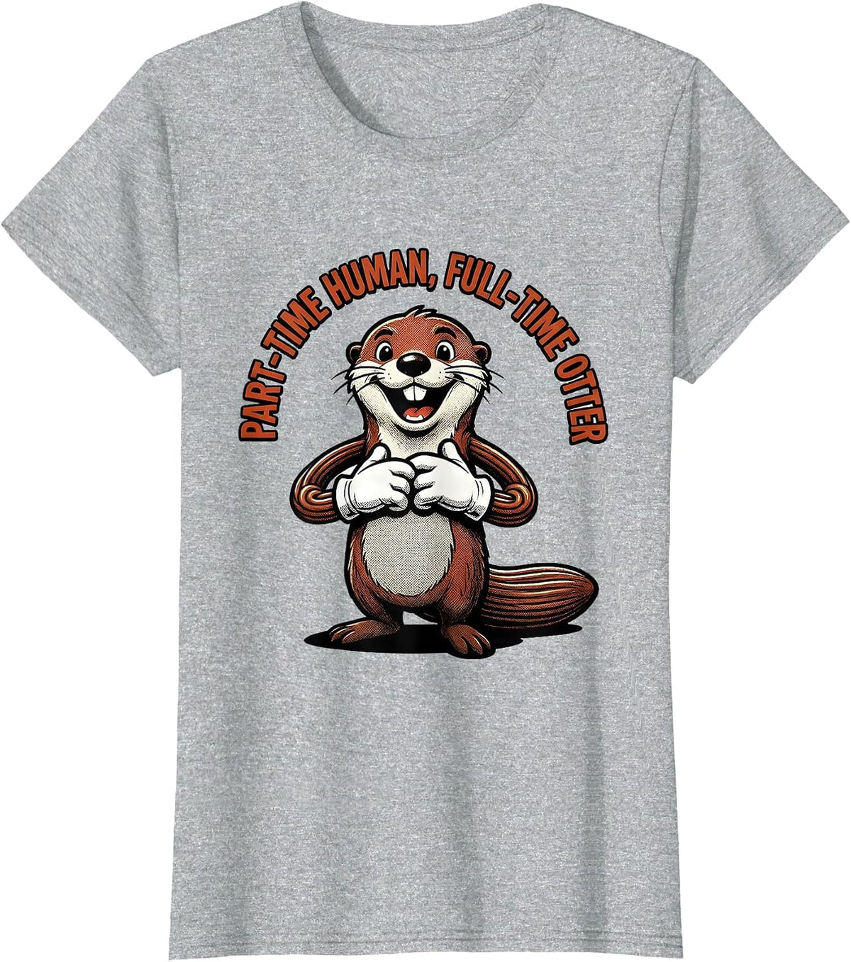 Part-Time Human, Full-Time Otter Funny Otter Lover Retro T-Shirt - Heather Grey